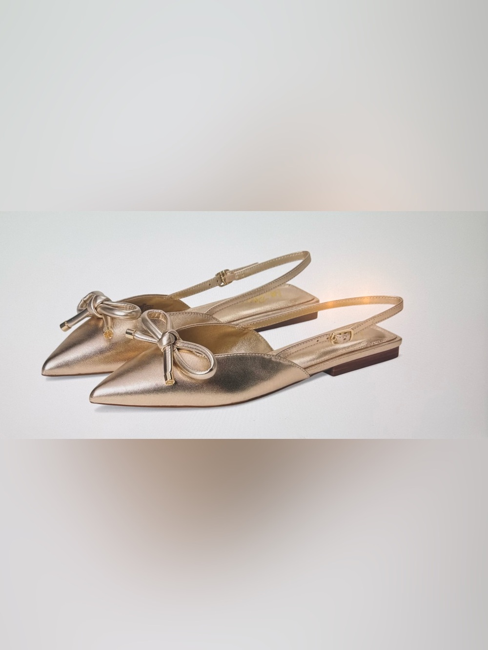 Lilly Pulitzer, NWTs Metallic Gold Slingback Pointed Ballet Flat with Bow sz 7.5